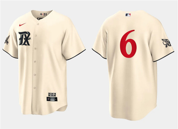 Men's Texas Rangers #6 Josh Jung Cream 2023 City Connect Cool Base Stitched Baseball Jersey